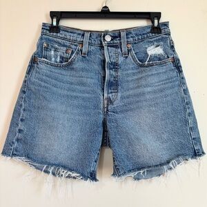 Levi’s Premium 501 Y2K High Rise Distressed Raw Hem Button Fly Denim Short W26
